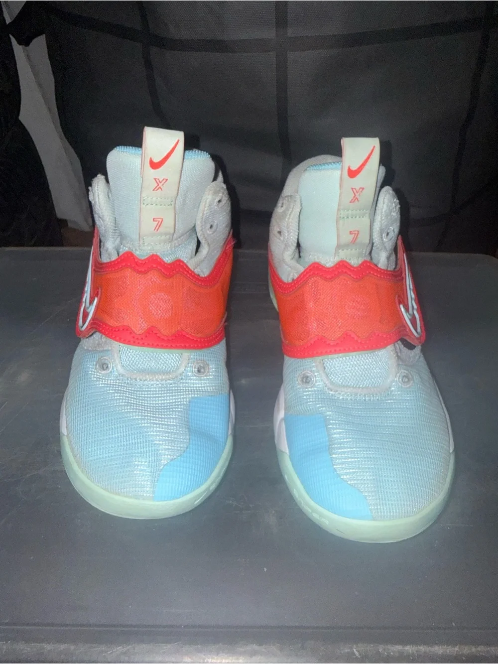 Nike Kids Seafoam and Red Strap Sneakers